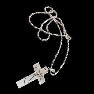 New. Stainless Steel Basketball Cross Necklace with Chain and Verse